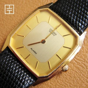 CITIZEN 2400-240057 TA Vintage Rare Quartz Alarm Men’s Watch w/ Gold Dial - Picture 1 of 9