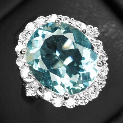 Luxuosos anéis de ouro branco prata esterlina 925 5,65 ct azul ártico água-marinha - Imagem 1 de 4