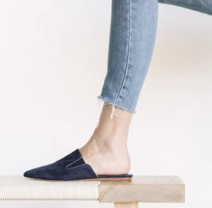 NUOVO Jenni Kayne Mules in camoscio blu navy taglia 37 - Foto 1 di 12