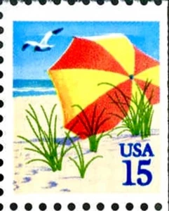 US #2443 MNH 1990 Beach Umbrella Seagull Mini-Scape [Right Booklet Single] - Picture 1 of 1