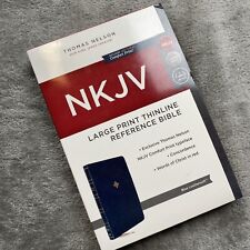 NKJV Thinline Reference Bible Leathersoft Blue Red Letter Comfort Print - Thomas