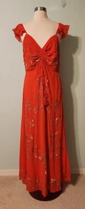 NWT Farm Rio Anthropologie Orange Tropical Embriodered Maxi Dress Size 16 - Picture 1 of 10