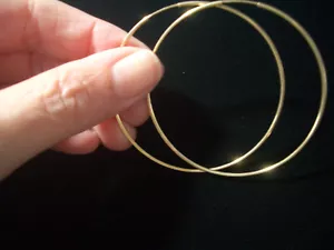 10K fine gold hoop earrings jewelry large round high polish fine jewelry - Picture 1 of 1