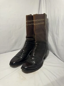 LUCCHESE Cowboy Boots Brown Men Sz 11 B Leather Handmade Vintage 1331 - Picture 1 of 4