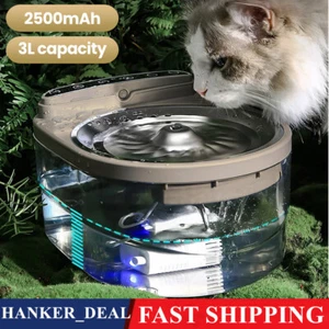 3L Wireless Cat Water Fountain Pet Dog Drinking Automatic Dispenser 10 Filters - Picture 1 of 23