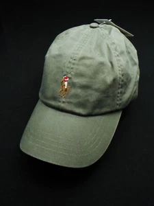 NEW! POLO RALPH LAUREN HAT -ARMY GREEN PONY BASEBALL CAP CHINO UNISEX ADJUSTABLE - Picture 1 of 5