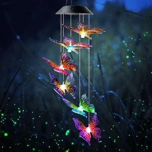 LED Solar Windspiel Solarlampe Gartendeko Farbwechsel mit 6 Schneeflocke DHL - Bild 1 von 10
