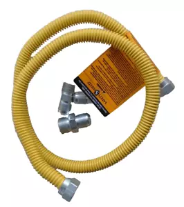 Dormont 3/4 Inch x 44 Inch Yellow Gas Hose W/ 3 Connectors - Picture 1 of 6