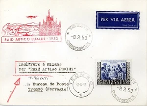 TRIEST A - Raid Artico Lualdi (1953) auf Luft frankiert. mit Märtyrern Belfiore (B) - Bild 1 von 2