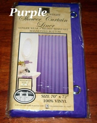 Shower Curtain Liner. REINFORCED W/12 METAL Grommets Magnetized Bottom PURPLE - Image 1 of 2