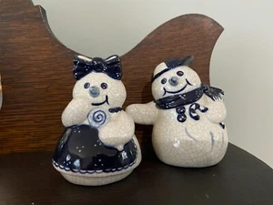 Dedham Pottery/Potting Shed pair of snowman salt and pepper shakers - Picture 1 of 6