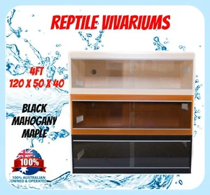 REPTILE WOOD VIVARIUM - 4FT 120x50x40 Tempered Glass Snake Lizard Sliding - Picture 1 of 9