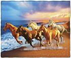 Dawhud Direct Horses On The Beach Super Soft Plush Fleece Throw Blanket