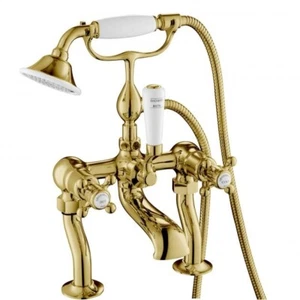 Rubinetto miscelatore doccia bagno JTP Grosvenor montato a ponte con doccia ottone anticato prezzo consigliato £ 699 - Foto 1 di 4