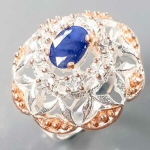 Vintage SET Natural Blue Sapphire Ring Silver 925 Sterling  Size 7 /R216941