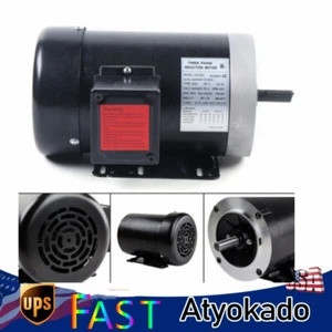 2HP Electric Motor Three Phase 56C Frame TEFC 208-230/460V 3 Phase 3450RPM 5/8" - Picture 1 of 16