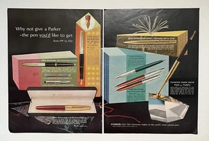 1963 Parker Pens Vintage 2 Page Print Ad 20.5"x14" gift ideas 75th Christmas - Picture 1 of 3