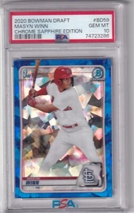 2020 Bowman Draft Chrome Sapphire MASYN WINN PSA 10 Gem Cardinals 1st Rookie - Bild 1 von 7