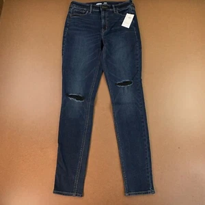 Old Navy Women's 6 Tall High Rise Ripped Dark-Wash Rockstar Super Skinny Jeans - Picture 1 of 9
