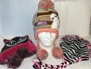 Girls 3pc Hat Bundle Size S/M - Big Hero 6-Justice Zebra- Capelli Cat Hat - Picture 1 of 18