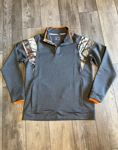 Legendary Whitetail Pullover Men Large Uline Quarter Snap Poly Spandex Gray Camo - Picture 1 of 7