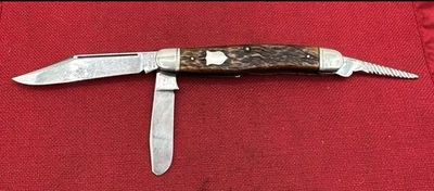 1946-50 Camillus NY, USA #68 Bone Stockman  Knife w/Punch - Image 1 of 4