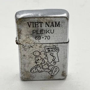 Vintage Zippo Vietnam 1969 Mickey Mouse PEACE Sign Rare Engraved War Lighter - Bild 1 von 10