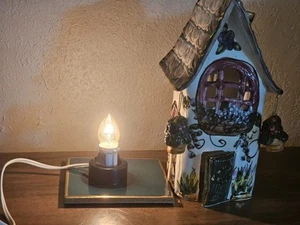 Blue Sky ClayWorks Ceramic House Hanging Baskets Tea Light Heather Goldminc base - Picture 1 of 17
