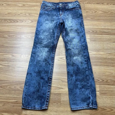 True Religion Jeans Boys 12 Blue Straight Big T Red Stitch Flap Pockets Denim - Image 1 of 4