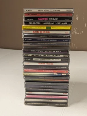 Lot of 26 CDS Rock Music Classic Rock Hard Rock The Cure Aerosmith Ramones Rush Foto 1 de 4