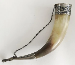 Antique Russian Niello Silver Drinking Horn stamped markers marks .875 - Picture 1 of 10