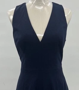 Dress The Population Fit & Flare Dress Womens L Navy Catalina Stretch V-Neck - Picture 1 of 14