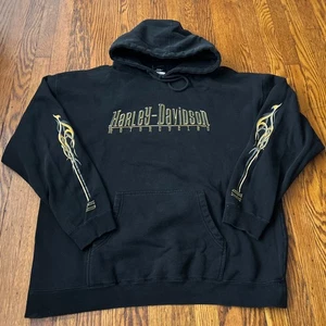 Vintage 2004 Harley Davidson Syracuse New York Sleeve Print Hoodie Black Mens XL - Bild 1 von 14