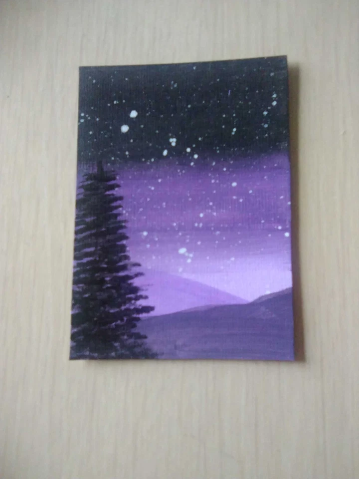 ACEO 原创亚克力绘画景观微型艺术卡 ATC 风景 4 — 第 1/1 张图片