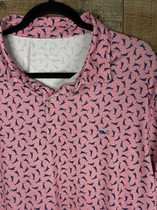 Vineyard Vines Performance Mens XL Blue Red Striped On The Go Sankaty Polo Shirt - Picture 1 of 7