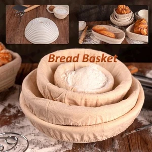 Cesta de fermentación tejida redonda cuenco de fermentación de pan con paño de forro GB - Imagen 1 de 16