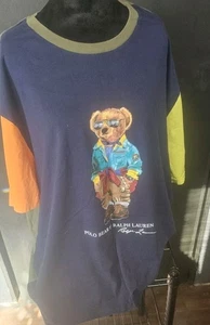 Polo Ralph Lauren Men's Navy Multi Polo Bear Graphic Classic Fit Crew-Neck Shirt - Picture 1 of 3