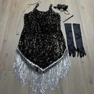 Flapper Sequin Fancy Costume Dress Womens XL Great Gatsby 1920s Party Night Out - Picture 1 of 9