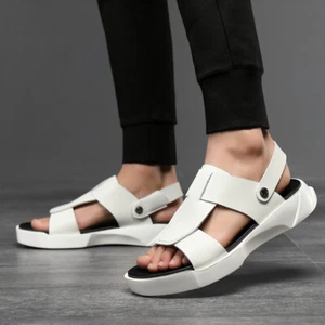 Men's Beach Summer Open Toe Leather Sandals Platform Roman Shoes Slipper Classic - Picture 1 of 16