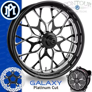 Performance Machine Galaxy Contour Platinum Cut Motorcycle Wheel Harley 21" PM - Picture 1 of 1