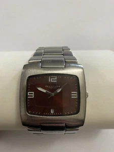 KENNETH COLE REACTION Men's Burgundy Tone Stainless Steel PHOTOS WORKING - Picture 1 of 14