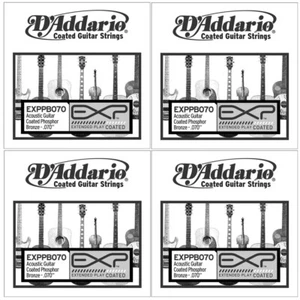 4 x D'Addario EXP Coated Phosphor Bronze Acoustic Guitar Single String gauge .07 - Picture 1 of 1