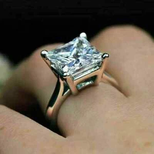Solitaire 3,00 Ct. Princess Cut Moissanite Engagement Ring Solid 10K White Gold - Picture 1 of 3