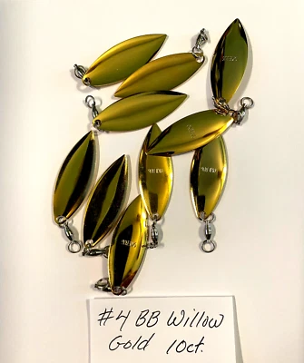 Oro de 10 quilates #4, hojas de sauce. Eslabones giratorios BB, piezas de cebo giratorio, bajo, lucio, señuelos Foto 1 de 3