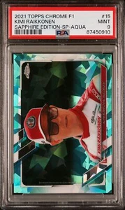 2021 Topps Chrome Formula 1 Sapphire Edition #15 Kimi Raikkonen Sp-Aqua PSA 9 - Picture 1 of 2
