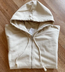 Brandy Melville Beige Christy Zip Up Hoodie Oversized XL John Galt - Picture 1 of 7