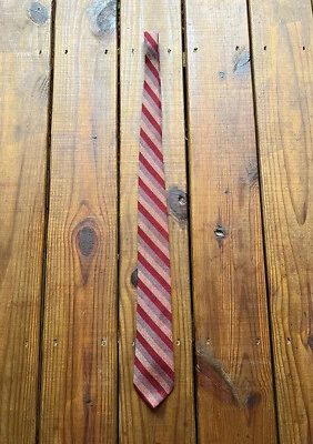 Oakton Ltd. dark red, tan, and gray stripe woven tweed like men's tie - Image 1 of 4
