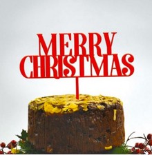 CAKE TOPPER CENTRALE PER TORTA PERSONALIZZATO NATALIZIO MERRY CHRISTMAS ROSSO