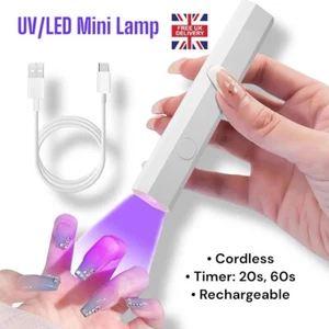 Mini Nagel Gel Lack UV LED LAMPE Reise tragbar Maniküre kabellos Stift Trockner UK - Bild 1 von 12