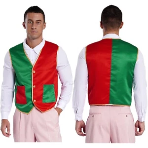 Men Vest Circus Costume Cosplay Christmas Halloween Waistcoat Role Play Tops - Picture 1 of 25